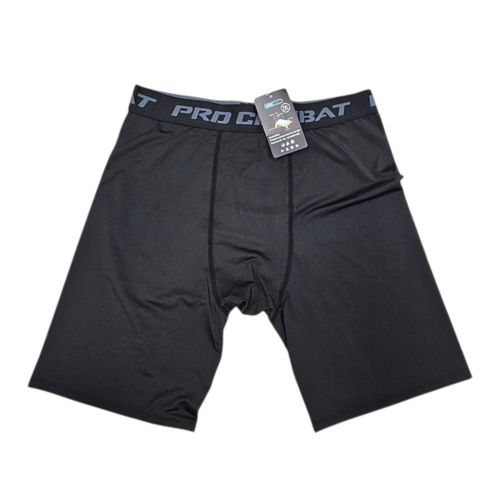 Pro Combat Compression Shorts Men 2XL Black Cool Max Athletic Workout Base Layer